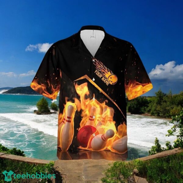 Custom Name Bowling Fire My Balls Are On Fire Bowling Hawaiin Shirt Beachwear Best Gift For Bowler Product Photo 2