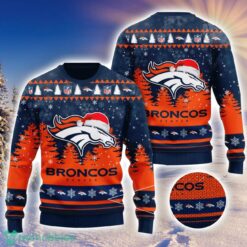 Denver Broncos Logo Wearing Santa Hat 3D Ugly Christmas Sweater Christmas Gift Men And Women 2023 Sweater Product Photo 1