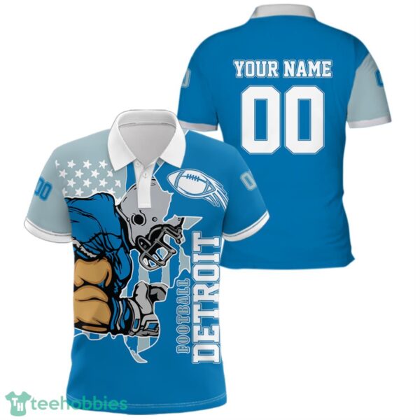 Detroit Football Team Polo Shirt Custom Name Number Gift For Men Sports Product Photo 1