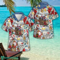 Drinking Beer With Santa Claus 3D Button Hawaiian Shirt Men And Women Aloha Summer Beach Gift Product Photo 1