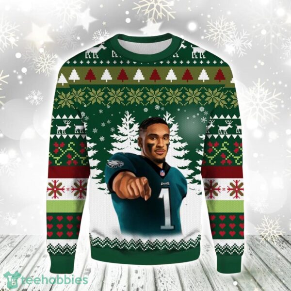Eagles Quarterback Jalen Hurts Christmas Gift Ugly Christmas Sweater For Men And Women Product Photo 1