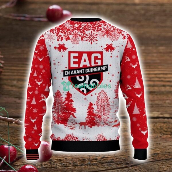 En Avant Guingamp 3D Sweater Pine Trees Pattern Ugly Christmas Sweater For Big Fans Product Photo 3