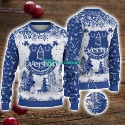Everton 3D Sweater Pine Trees Pattern Ugly Christmas Sweater For Big Fans Product Photo 1