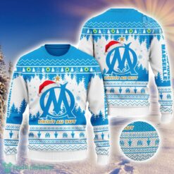 Fans Olympique Marseille Logo Wearing Santa Hat 3D Ugly Christmas Sweater Christmas Gift Men And Women 2023 Sweater Product Photo 1
