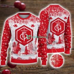 FC Annecy 3D Sweater Pine Trees Pattern Ugly Christmas Sweater For Big Fans Product Photo 1