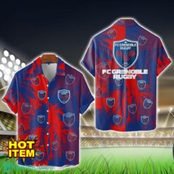 FC Grenoble Rugby Hawaii Shirt All Over Printed Logo And Coconut Pattern Hawaiian Shirt Product Photo 1