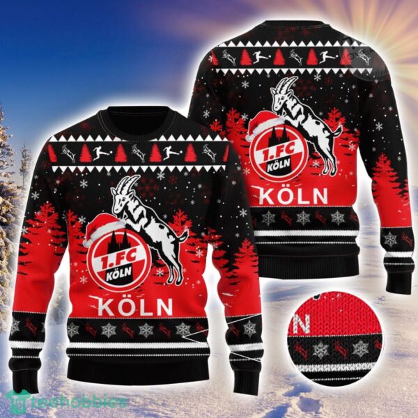 FC Köln Logo Wearing Santa Hat 3D Ugly Christmas Sweater Christmas Gift Men And Women 2023 Sweater Product Photo 1