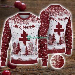 FC Metz 3D Sweater Pine Trees Pattern Ugly Christmas Sweater For Big Fans Product Photo 1