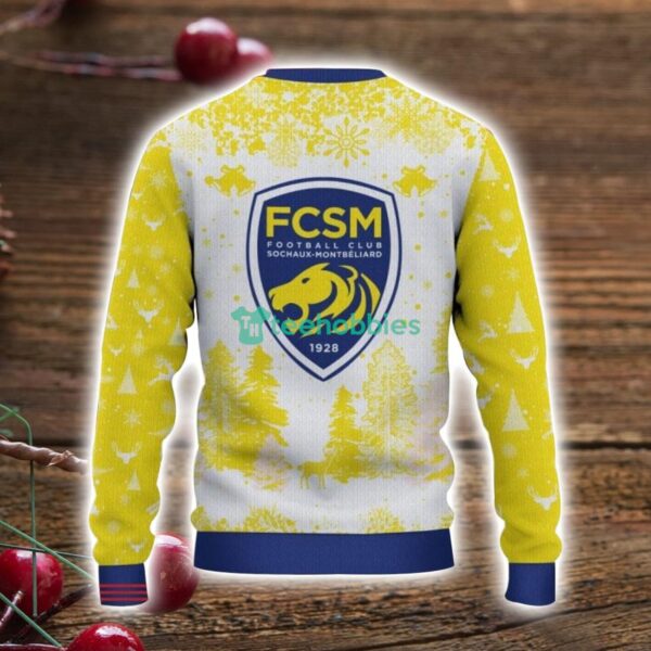 FC Sochaux-Montbeliard 3D Sweater Pine Trees Pattern Ugly Christmas Sweater For Big Fans Product Photo 3