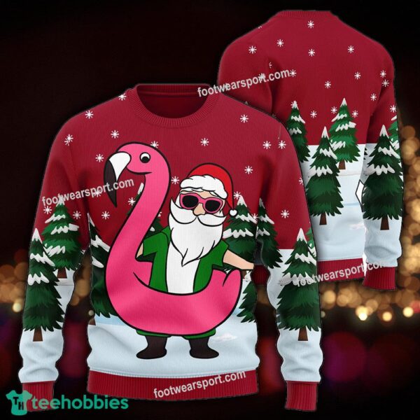 Funny Santa With Flamingo Funny s Ugly Christmas Sweater For Men And Women - Funny Santa With Flamingo Funny Photo 2 Ugly Sweater Gift Christmas