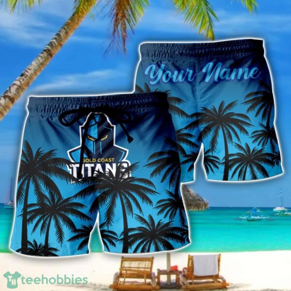 Gold Coast Titans NRL Coconut Pattern Tropical Beach Shorts For Mens Personalized Name Product Photo 1