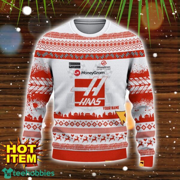 Haas F1 Team Special Gift Ugly Christmas Sweater Custom Name Product Photo 2