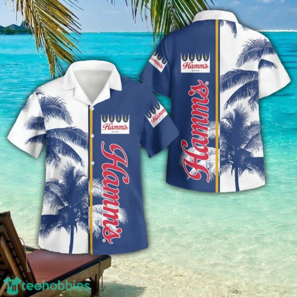Hamms Beer Palm Tree 3D Button Hawaiian Shirt Men And Women Aloha Summer Beach Gift Product Photo 1