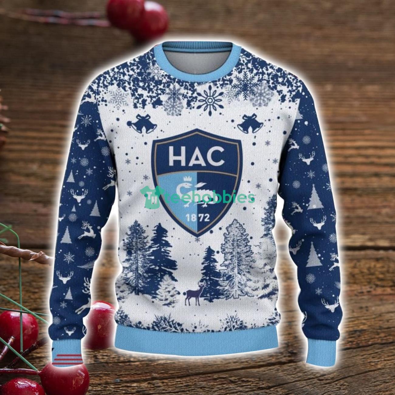 Havre Athletic Club 3D Sweater Pine Trees Pattern Ugly Christmas Sweater For Big Fans image Havre Athletic Club 3D Sweater Pine Trees Pattern Ugly Christmas Sweater For Big Fans Product Photo 2