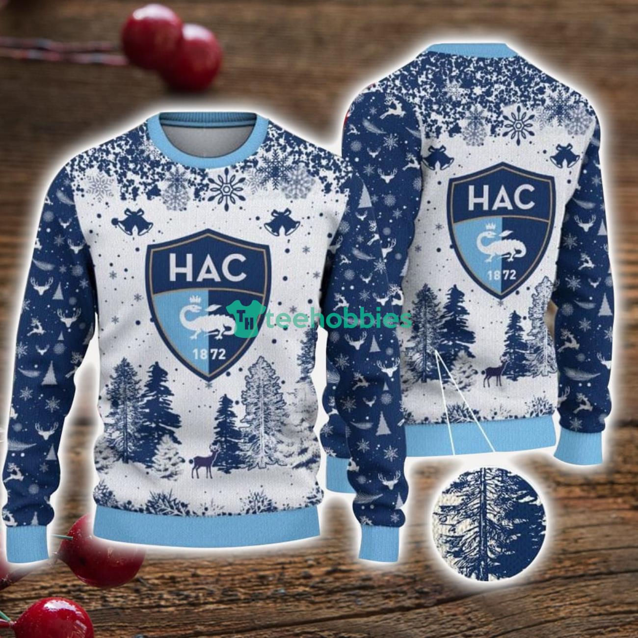 Havre Athletic Club 3D Sweater Pine Trees Pattern Ugly Christmas Sweater For Big Fans image Havre Athletic Club 3D Sweater Pine Trees Pattern Ugly Christmas Sweater For Big Fans Product Photo 1