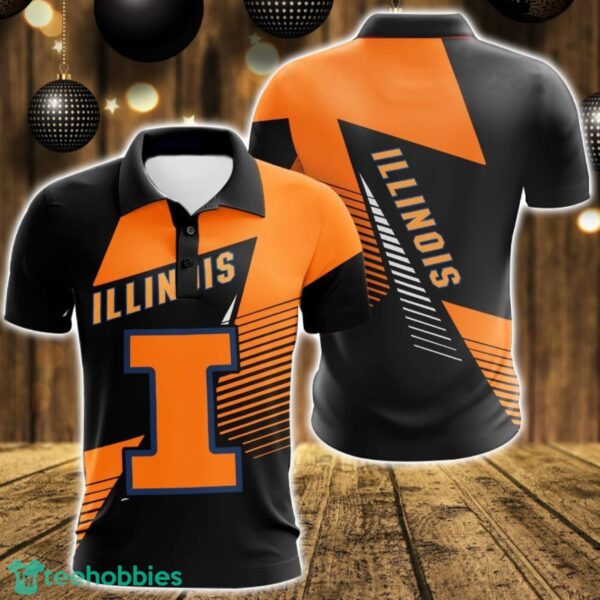 Illinois Fighting Illini 3D Polo Shirt For Team Sport Gift For Men Product Photo 1