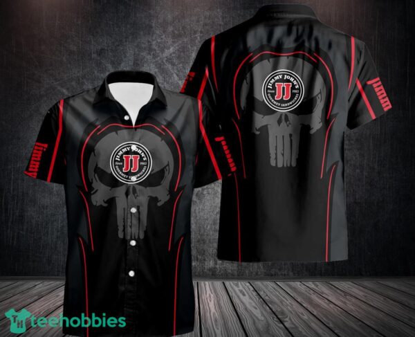 Jimmy John's Button Shirt Skull 3D Hawaiian Shirt For Team Black Shirt Product Photo 1