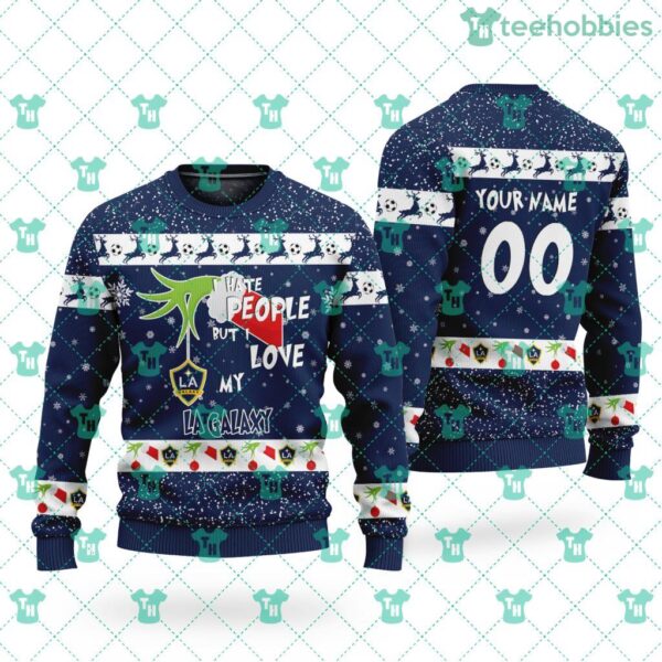 La Galaxy F.C Grinch I Hate People Christmas Ugly Sweater 3D Product Photo 1