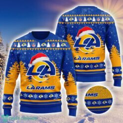 Los Angeles Rams Logo Wearing Santa Hat 3D Ugly Christmas Sweater Christmas Gift Men And Women 2023 Sweater Product Photo 1