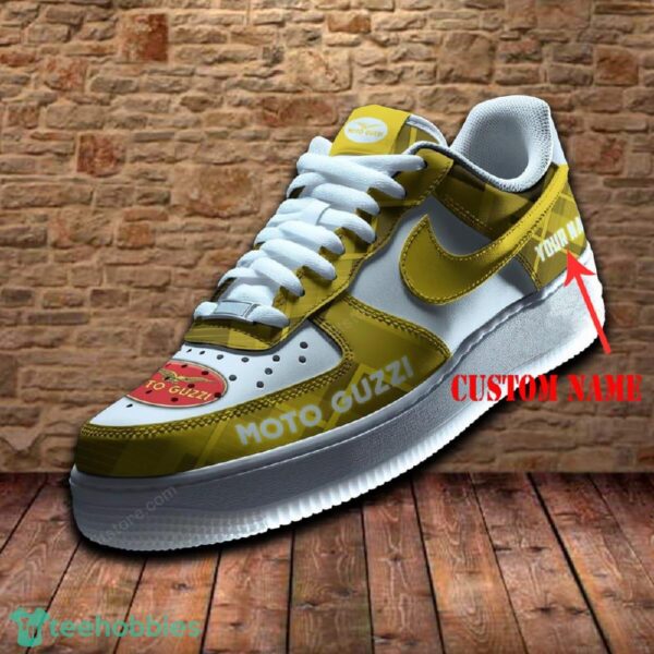 Moto Guzzi Car Air Force 1 Sneaker Yellow Ideas For Fans AF1 Shoes Men Women Custom Name - Moto Guzzi Car Air Force 1 Sneaker Yellow Ideas For Fans AF1 Shoes Men Women Custom Name