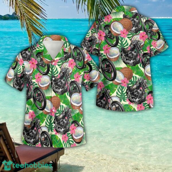 Motorbike Tropical Coconut 3D Button Hawaiian Shirt Men And Women Aloha Summer Beach Gift Product Photo 1