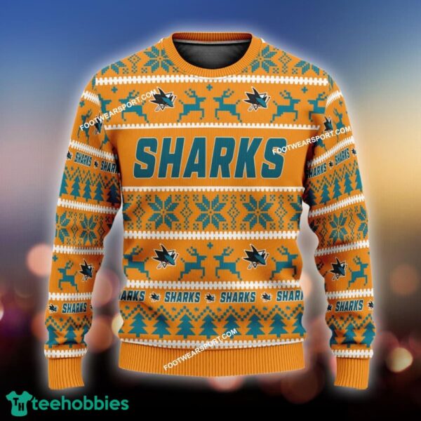 NEW Design San Jose Sharks Knitted Christmas Sweater AOP Gift For Men And Women - NHL San Jose Sharks Ugly Christmas Sweater For Men And Women Photo 1