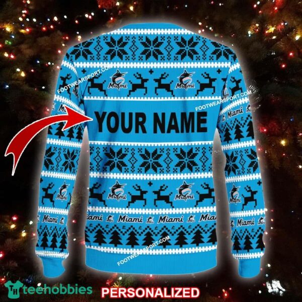 NEW Embroider Miami Marlins Ugly Christmas 3D Sweater Gift For Adult - MLB Miami Marlins Ugly Christmas Sweater For Men And Women Photo 2