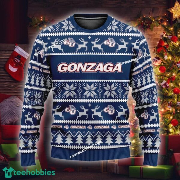 NEW Fabric Gonzaga Bulldogs Ugly Christmas Sweater Gift Holidays - NCAA2 Gonzaga Bulldogs Ugly Christmas Sweater For Men And Women Photo 1