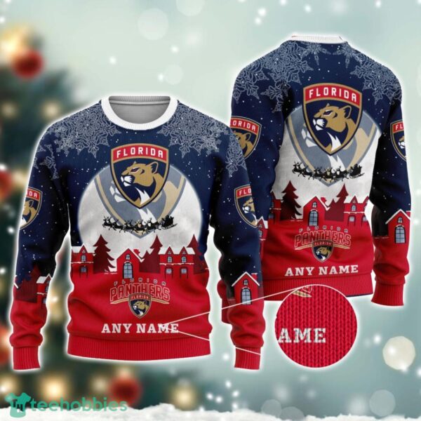 NHL Florida Panthers Logo Team Sport Ugly Christmas Sweater Custom Name Christmas Holiday Gift Product Photo 2