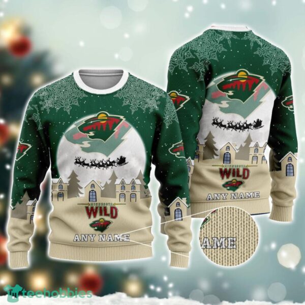 NHL Minnesota Wild Logo Team Sport Ugly Christmas Sweater Custom Name Christmas Holiday Gift Product Photo 2