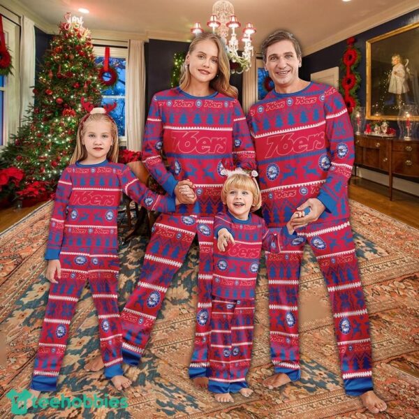 Pajamas set Ugly Christmas NBA Philadelphia 76ers Full Print Christmas For Women - Pajamas set Ugly Christmas NBA Philadelphia 76ers Full Print Christmas For Women