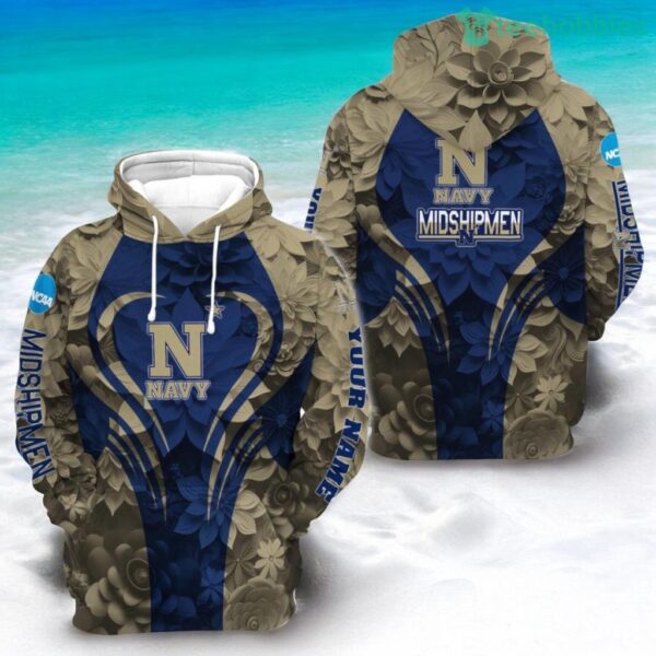 Personalized NCAA Navy Midshipmen Flower 3D Hoodie All Over Print Casual Chic Product Photo 1