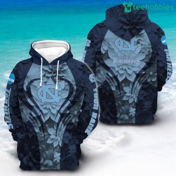 Personalized NCAA North Carolina Tar Heels Flower 3D Hoodie All Over Print Casual Chic Product Photo 1