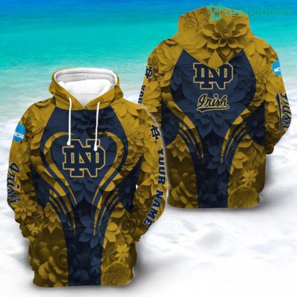 Personalized NCAA Notre Dame Fighting Irish Flower 3D Hoodie All Over Print Casual Chic Product Photo 1