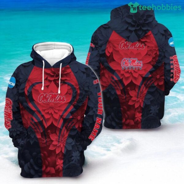 Personalized NCAA Ole Miss Rebels Flower 3D Hoodie All Over Print Casual Chic Product Photo 1