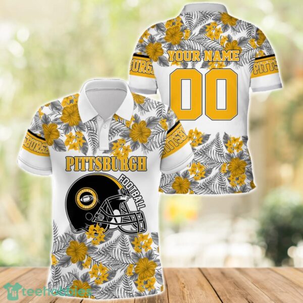 Pittsburgh Football Polo Shirt Full Printing Custom Name And Number Tropical Style Product Photo 1