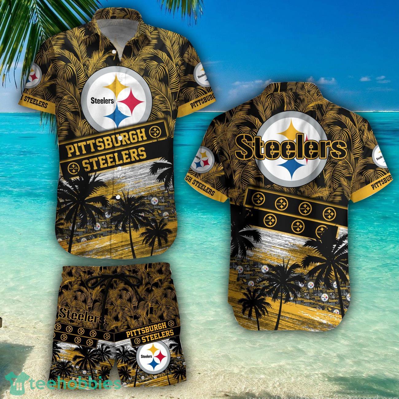 Pittsburgh Steelers Team NFL Hawaiian Shirt And Beach Shorts Summer Gift image Pittsburgh Steelers Team NFL Hawaiian Shirt And Beach Shorts Summer Gift Product Photo 1