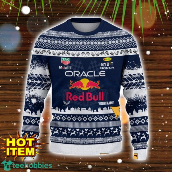 Red Bull Racing Special Gift Ugly Christmas Sweater Custom Name Product Photo 2