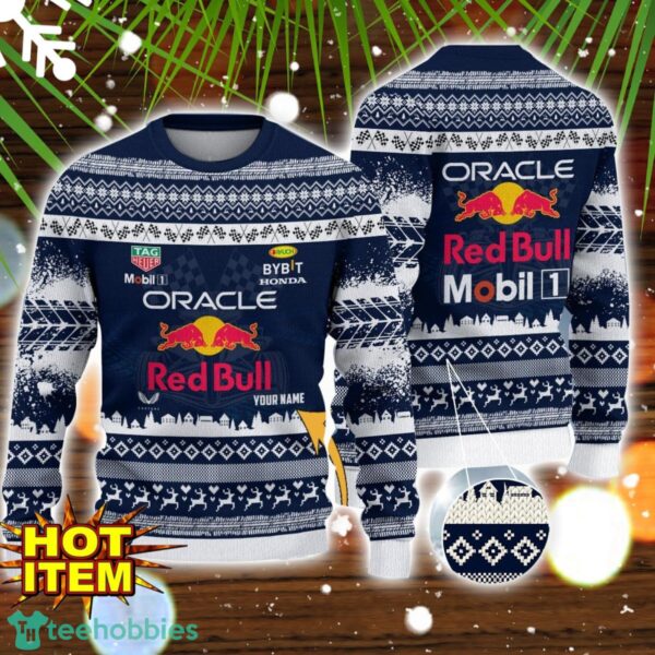 Red Bull Racing Special Gift Ugly Christmas Sweater Custom Name Product Photo 1
