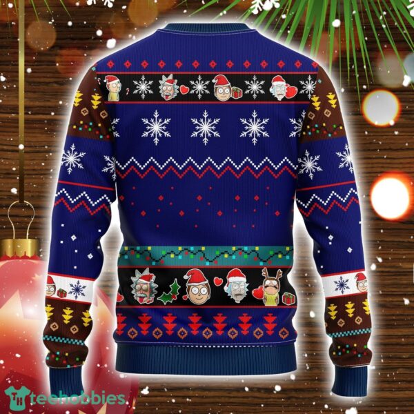 Rick And Morty Noel 3D Ugly Christmas Sweater Blue 1 Cute Gift Christmas Holiday Gift Product Photo 2
