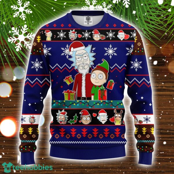 Rick And Morty Noel 3D Ugly Christmas Sweater Blue 1 Cute Gift Christmas Holiday Gift Product Photo 1