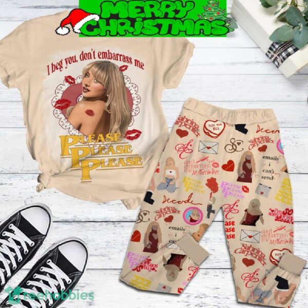 Sabrina Carpenter Please Please Please Sand Fleece Pajamas Set Men Women For Fans - Sabrina Carpenter Please Please Please Sand Fleece Pajamas Set-1