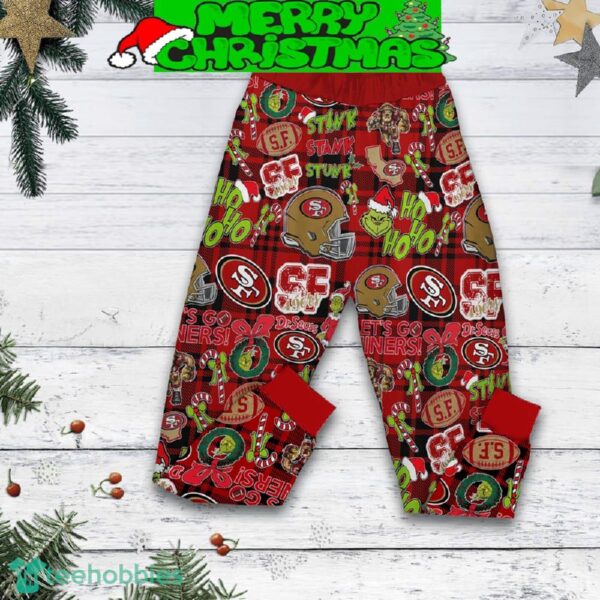 San Francisco 49ers Grinch Hate Us Christmas Fleece Pajamas Set For Christmas - San Francisco 49ers Grinch Hate Us Christmas Fleece Pajamas Set-2