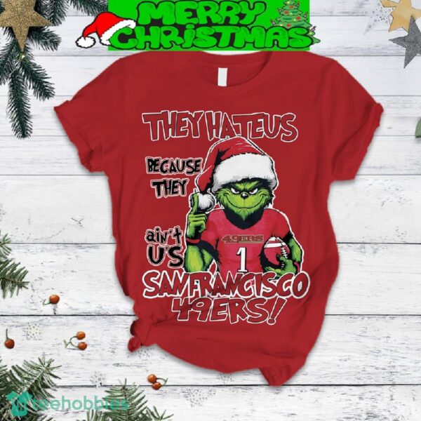 San Francisco 49ers Grinch Hate Us Christmas Fleece Pajamas Set For Christmas - San Francisco 49ers Grinch Hate Us Christmas Fleece Pajamas Set-3