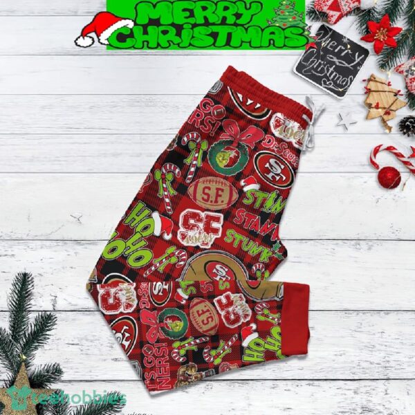San Francisco 49ers Grinch Hate Us Christmas Fleece Pajamas Set For Christmas - San Francisco 49ers Grinch Hate Us Christmas Fleece Pajamas Set-4