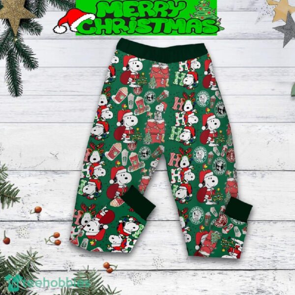 Snoopy Charlie Brown Starbucks Mery Christmas Fleece Pajamas Set For Christmas - Snoopy Charlie Brown Starbucks Mery Christmas Fleece Pajamas Set-2