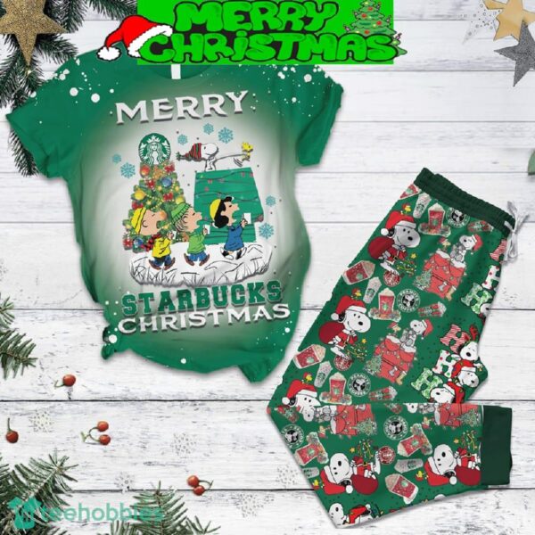 Snoopy Charlie Brown Starbucks Mery Christmas Fleece Pajamas Set For Christmas - Snoopy Charlie Brown Starbucks Mery Christmas Fleece Pajamas Set-1