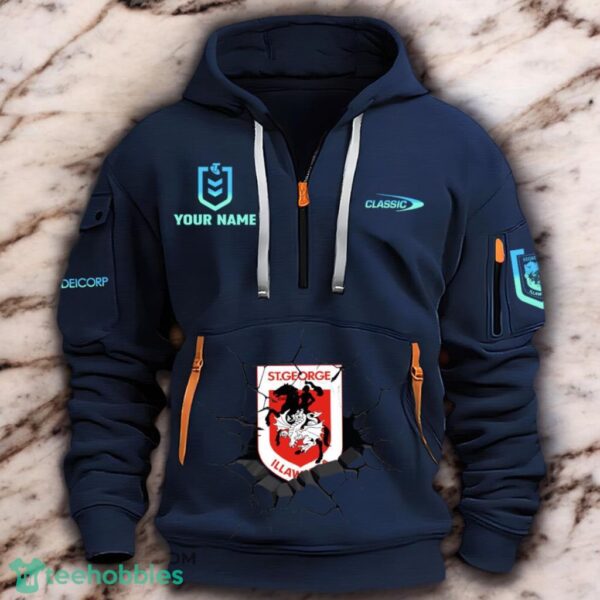 St. George Illawarra Dragons NRL Hoodie 2D Quarter Zip Hoodie For Fans Product Photo 1