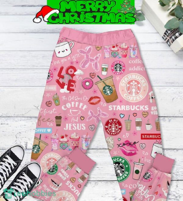 Starbucks Cupid Need Coffee Fleece Pajamas Set Pink Men Women For Fans - Starbucks Cupid Need Coffee Fleece Pajamas Set Pink-2