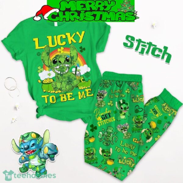 Stitch Lucky To Be Me St. Patrick’s Day Fleece Pajamas Set Men Women For Fans - Stitch Lucky To Be Me St. Patrick’s Day Fleece Pajamas Set-1